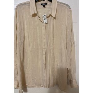 Express Cream with Gold stripe button down, BNWT. Size XL.